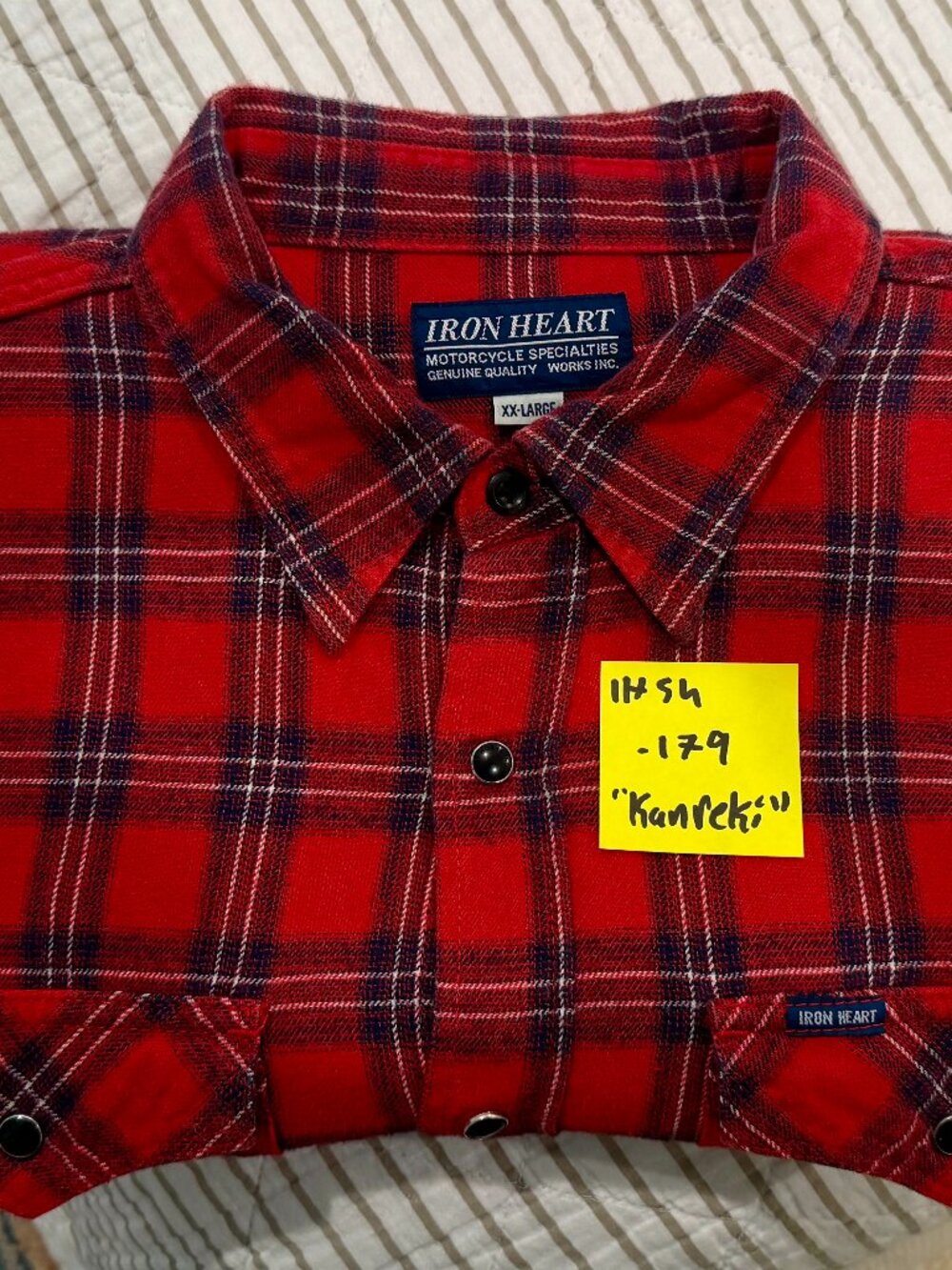 Iron Heart IHSH-179 "Kanreki" 10oz Japanese Flannel Western Shirt Tagged XXL